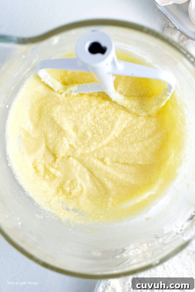 wet ingredients creamed in a mixing bowl